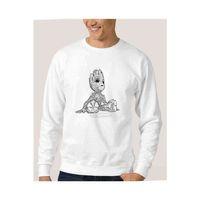 Groot Coloring Baskılı Beyaz Erkek Sweatshirt