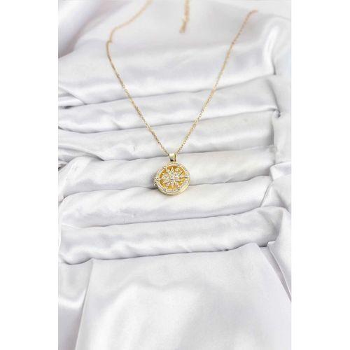 316L Çelik Zincir Gold Renk Kutup Yıldızı Kapaklı Model Kadın Kolye