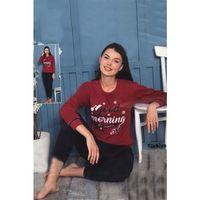 Fawn Kadın Good Morning İnterlok Uzun Kol Manşetli Pijama Takımı (8020)