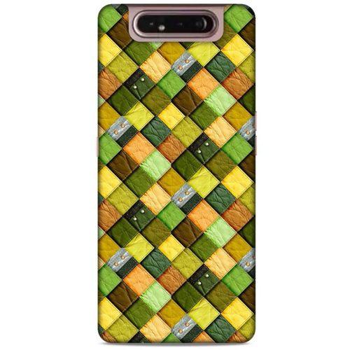 Samsung Galaxy A80 Kılıf Patchwork (49) Ultra Silikon Kılıf Sarı Yeşil