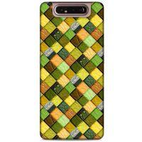 Samsung Galaxy A80 Kılıf Patchwork (49) Ultra Silikon Kılıf Sarı Yeşil