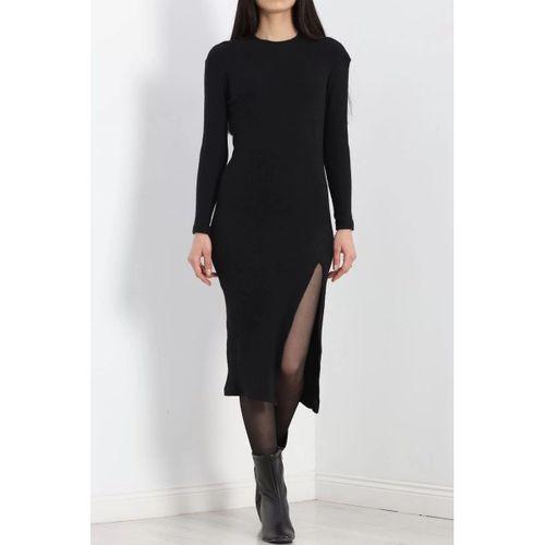 pilelistore Kaşkorse Önden Yırtmaçlı Elbise Siyah