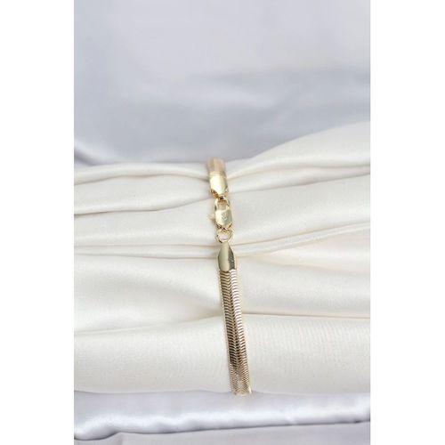 CM 14K Gold Renk Yassı Zincir Yılan Model Kadın Bileklik