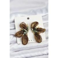 Lotus Model Haki Renk Tüllü Kadın Küpe