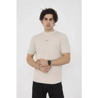 Unisex Bisiklet Yaka Slim Fit T-Shirt- Bej