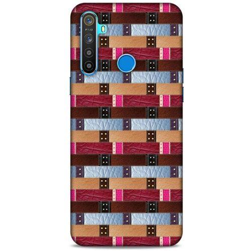 Oppo Realme 5i Kılıf Patchwork (45) Liquid Air Kılıf Bordo Gri