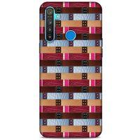 Oppo Realme 5i Kılıf Patchwork (45) Liquid Air Kılıf Bordo Gri
