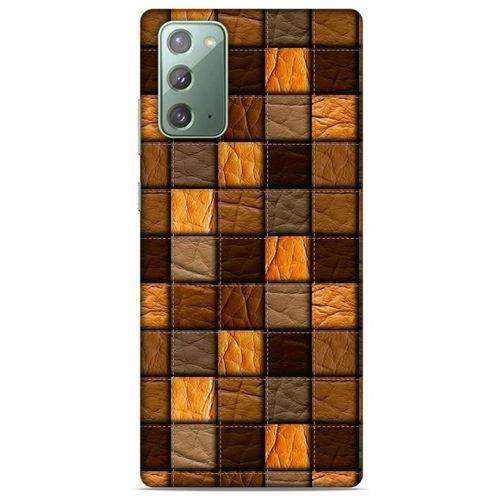 Samsung Galaxy Note 20 Kılıf Patchwork (32) Soft Silikon Kılıf Turuncu Kahve