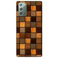 Samsung Galaxy Note 20 Kılıf Patchwork (32) Soft Silikon Kılıf Turuncu Kahve