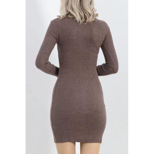 pilelistore Kaşkorse Yırtmaçsız Elbise Kahve