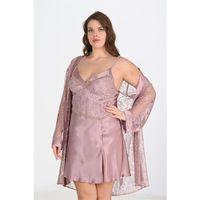 Büyük Beden 2li Vizon Sabahlık Takımı Bigsize 6205