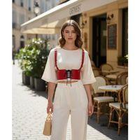 Kırmızı Kadın Kemer Bağcıklı Korse Bel Aksesuarı - Brf1429