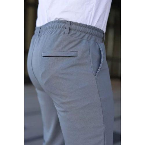 Erkek Diagonel Kumaş Duble Paça Cepli Bağcıklı Bel Lastikli ŞORT - Gri