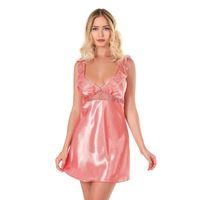 Mercan Kısa Saten Gecelik