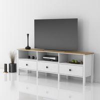 Venezia 3 Çekmece 3 Bölmeli Ahşap Ayaklı Tv 150 Cm Tv Ünitesi - Minifiksli - Wood Beyaz