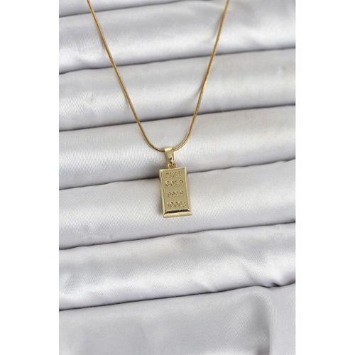 316L Çelik Zincir Gold Renk Külçe Altın Model Kadın Kolye