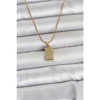 316L Çelik Zincir Gold Renk Külçe Altın Model Kadın Kolye