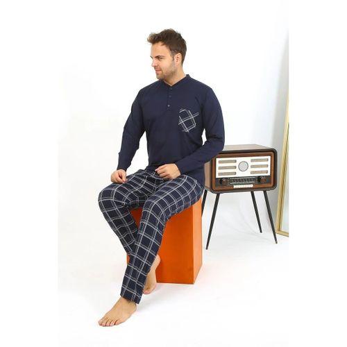 Erkek Uzun Kol Penye Lacivert Pijama Takımı