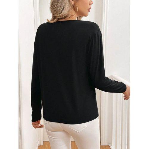 Kadın Uzun Kollu V Yakalı Viskon Iki Iplik Bluz