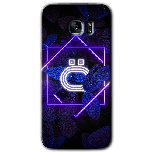 Potkal Hediye Fabrikası Samsung Galaxy S7 Edge HD Baskılı Kılıf + 9D Tam Ekran Koruyucu - Dark Neon Yaprak Ö Harfi