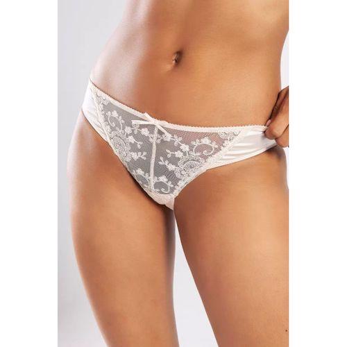 Golshan Giselle Mini Slip, Kadın Güpürlü Saten Ekru Külot