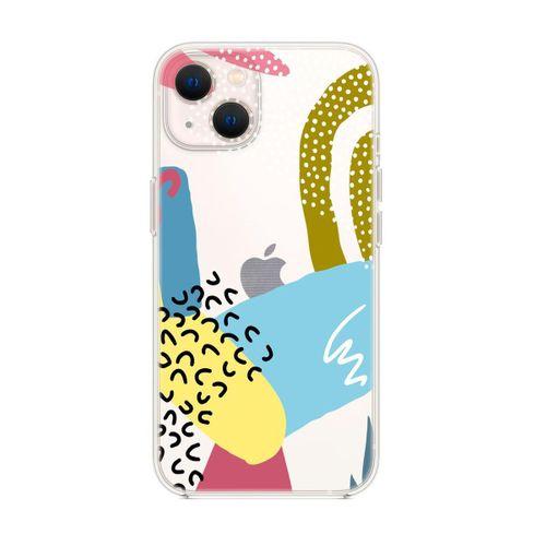 iPhone 14 Uyumlu Colorfull Pattern Şeffaf Silikonlu Telefon Kılıfı