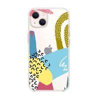 iPhone 14 Uyumlu Colorfull Pattern Şeffaf Silikonlu Telefon Kılıfı