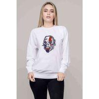 Monkey Baskılı Beyaz Kadın Sweatshirt