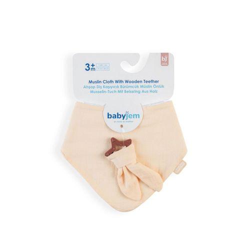 BabyJem Silikon Diş Kaşıyıcılı Müslin Önlük 736 Somon