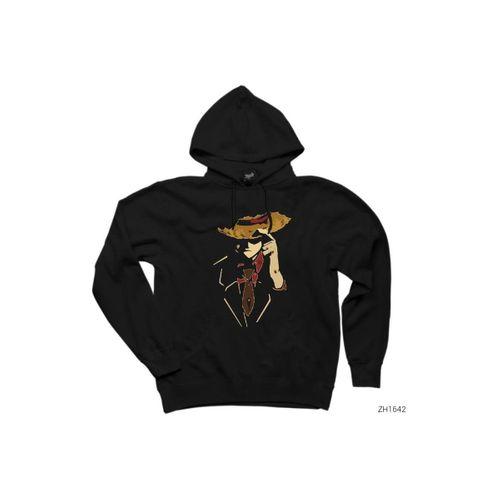 One Piece Monkey D Luffy Siyah Kapşonlu Sweatshirt Hoodie