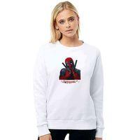 Deadpool Düşünceli Baskılı Beyaz Kadın Sweatshirt