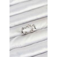 Pirinç Gümüş Renk Zirkon Taşlı İncili Kadın Yüzük