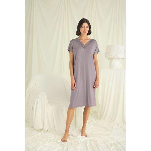 Yakası Dantelli Kısa Kollu Gecelik