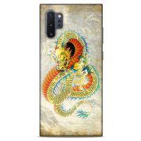 Samsung Galaxy Note 10 Plus Kılıf Dragons (21) Koruyucu Kapak Ejderha Dövme Sarı