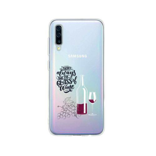 Samsung A50 Wine Tasarımlı Premium Şeffaf Silikon Kılıf