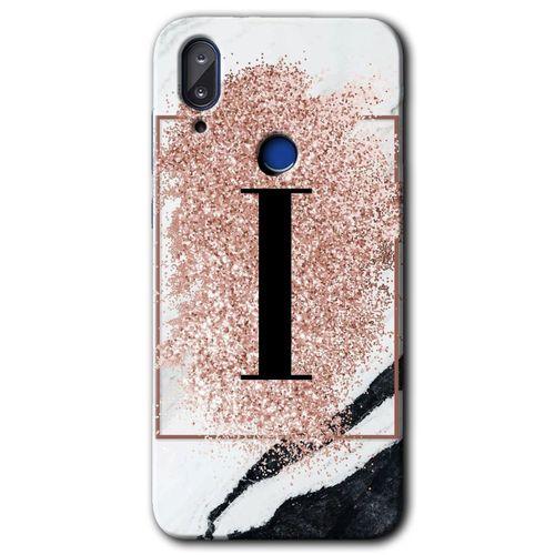 Potkal Hediye Fabrikası Vestel E5 Kılıf HD Desen Baskılı Arka Kapak - Pembe Mermer Desenli İ Harfi