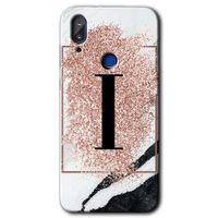 Potkal Hediye Fabrikası Vestel E5 Kılıf HD Desen Baskılı Arka Kapak - Pembe Mermer Desenli İ Harfi