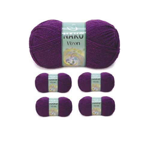 5 Adet Vizon Premium Akrilik El Örgü İpi Yünü Renk No:60 Mürdüm