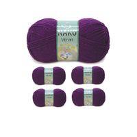 5 Adet Vizon Premium Akrilik El Örgü İpi Yünü Renk No:60 Mürdüm