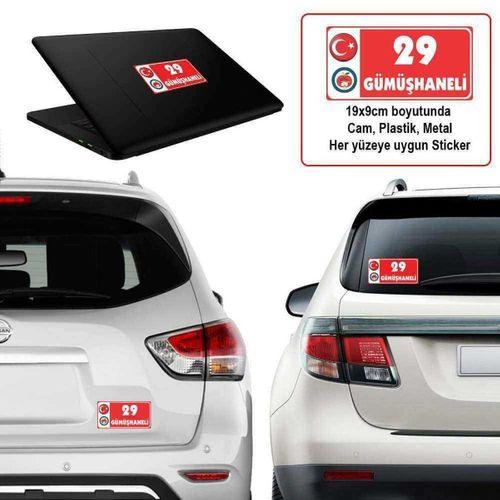 29 Gümüşhane - Memleket Sticker - Şehir - Arma,cam, Laptop Etiket Oto Sticker -araç Akesuar 19x9cm