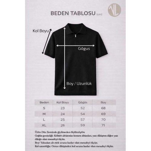 Linus Fermuarlı Polo Yaka Kısa Kollu İnce Triko Erkek T-Shirt - Kahve