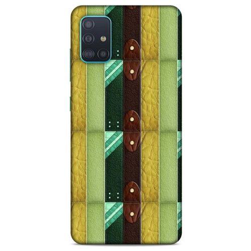 Samsung Galaxy A51 Kılıf Patchwork (15) Antişok Kılıf Yeşil Kahve