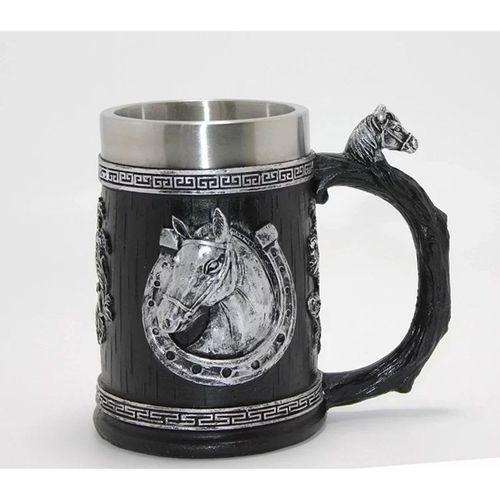 3d Kabartmalı At Büstü Paslanmaz Çelik Kupa Bardak Alk4475