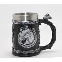 3d Kabartmalı At Büstü Paslanmaz Çelik Kupa Bardak Alk4475