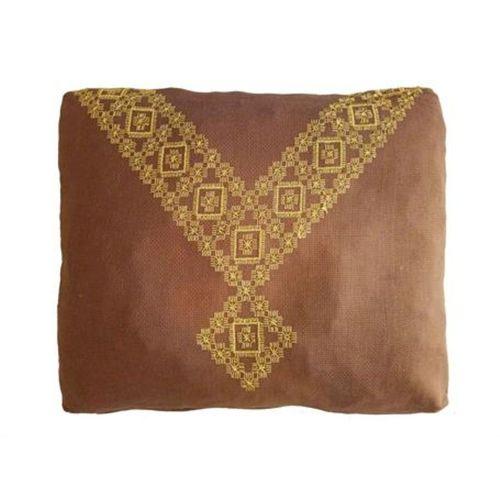 Kahverengi Minder El İşlemesi Büyük Boy Fermuarlı 63X52X13Cm