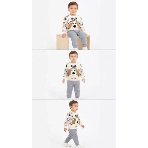 6/24 Ay Sallanan Kulak Köpek Baskılı Bebek Takımı