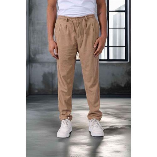 Eric Relax Fit Yarım Fermuar Polo Yaka Selanik Sweatshirt Siyah - Roy Kadife Beli Lastikli Jogger Pantolon Bej