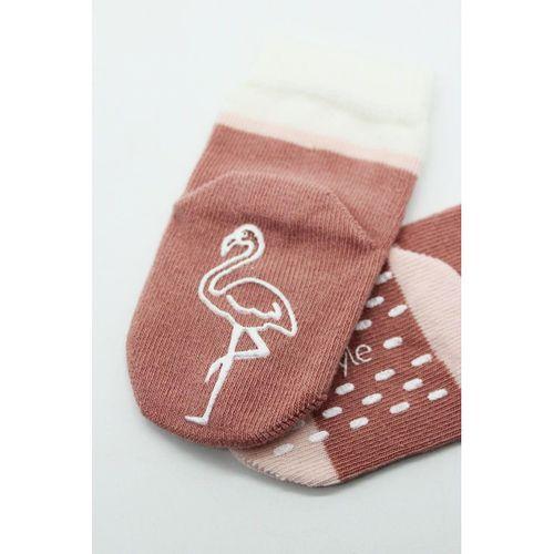 Bistyle Hayvan Figür Kaymaz Kız Soket Çorap 2'Li BS10120 Pudra