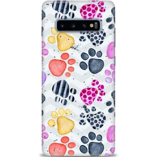 Samsung Galaxy S10 Plus Kılıf HD Baskılı Kılıf - Renkli Patiler + Tam Ekran Koruyucu