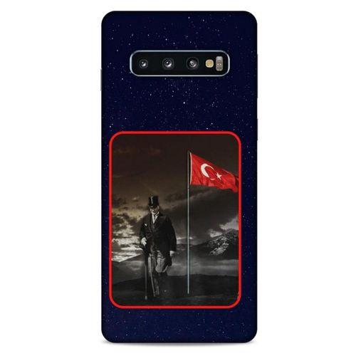 Samsung Galaxy S10 Kılıf Atatürk (40) Fit Silikon Kılıf Gece Yıldızlar